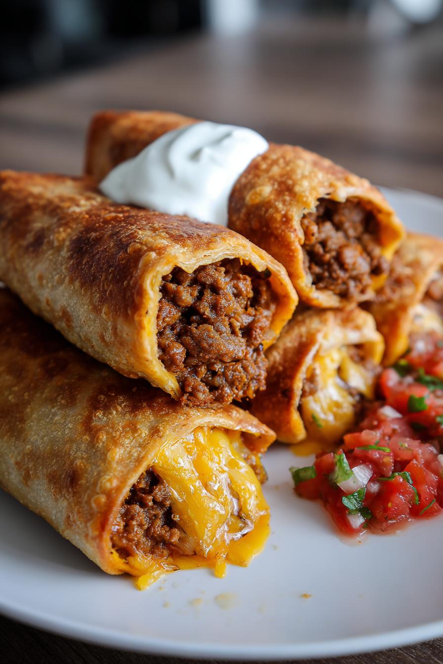 Crispy Beef & Cheese Chimichangas