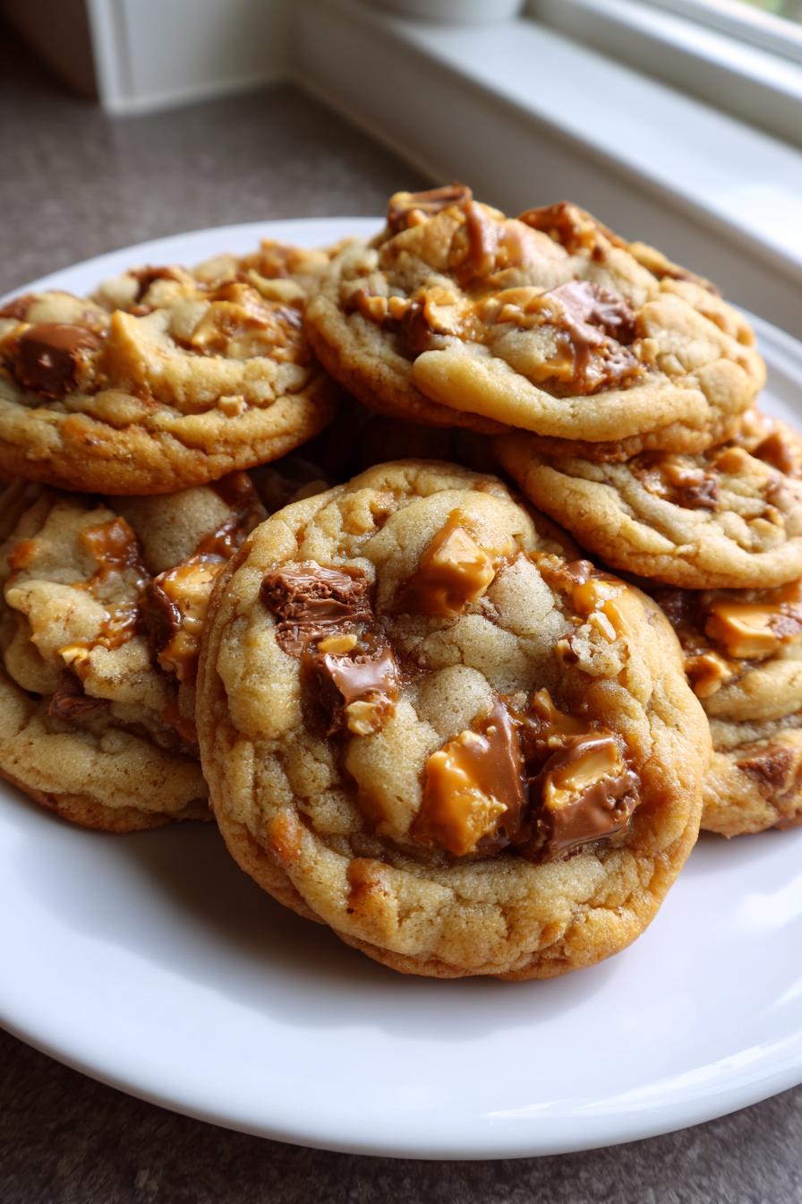buttery butterfinger caramel crunch cookies