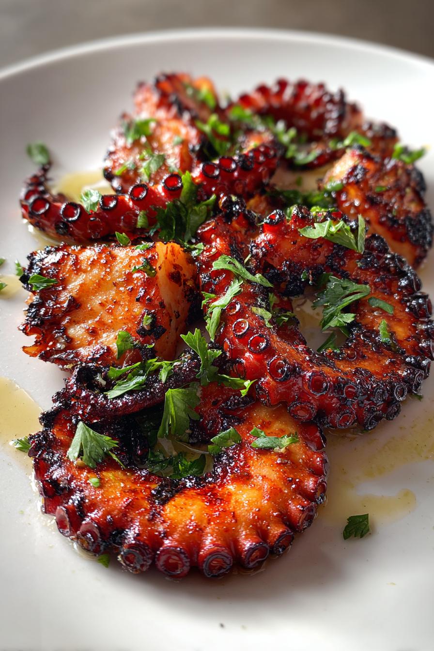grilled octopus seafood dish - detail 2