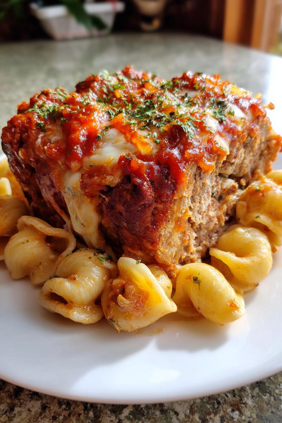 meatloaf and cheddar shells casserole - detail 2