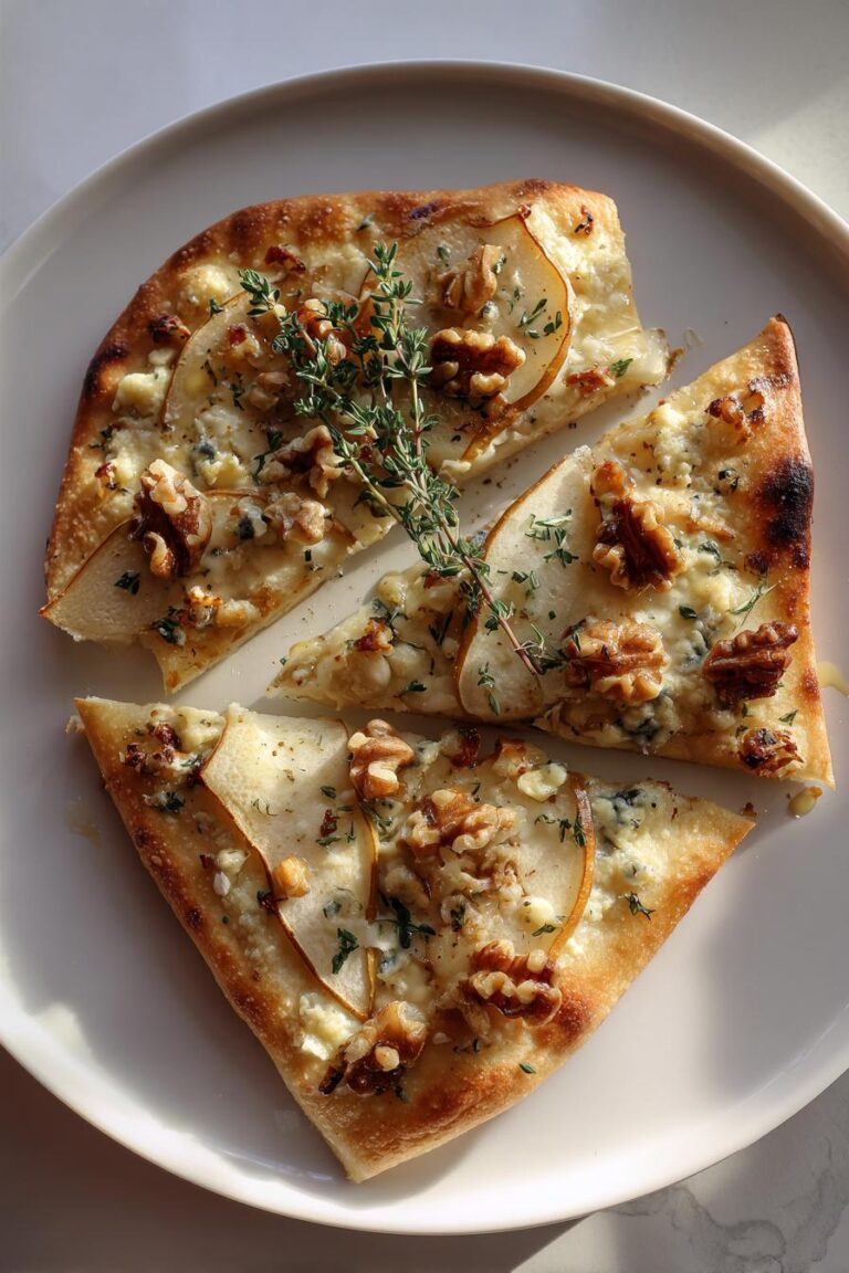 pear gorgonzola and walnut flatbread
