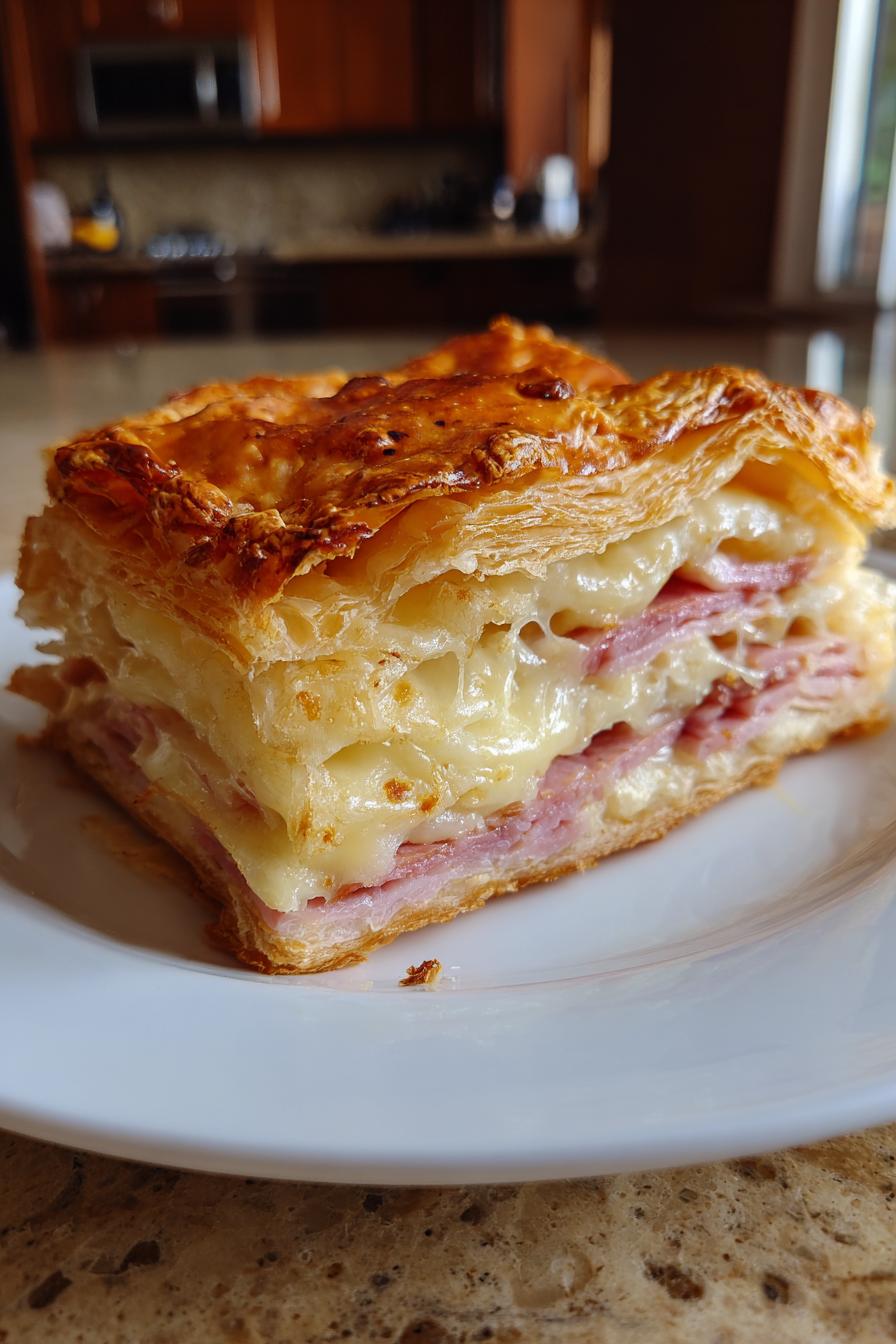 puff pastry with ham and cheese - detail 1