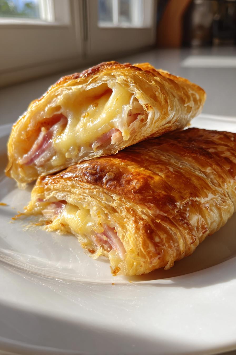puff pastry with ham and cheese - detail 2