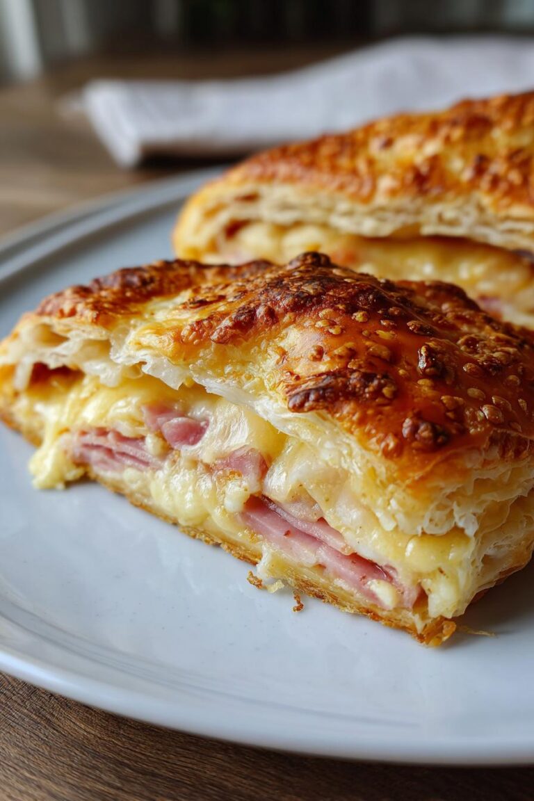 puff pastry with ham and cheese