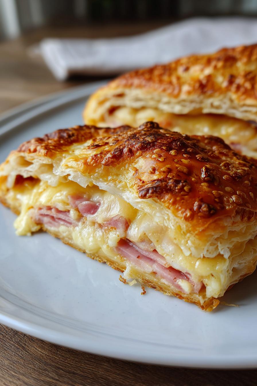 puff pastry with ham and cheese