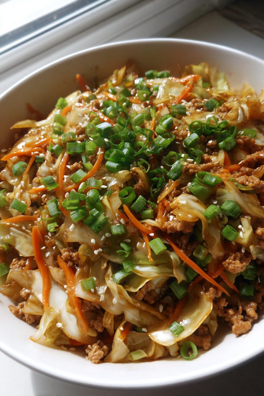 deconstructed egg roll in a bowl