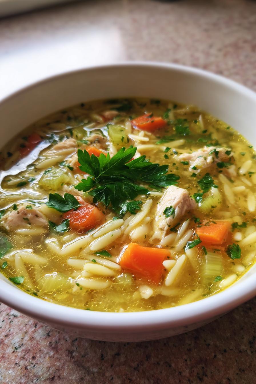 orzo chicken soup - detail 2