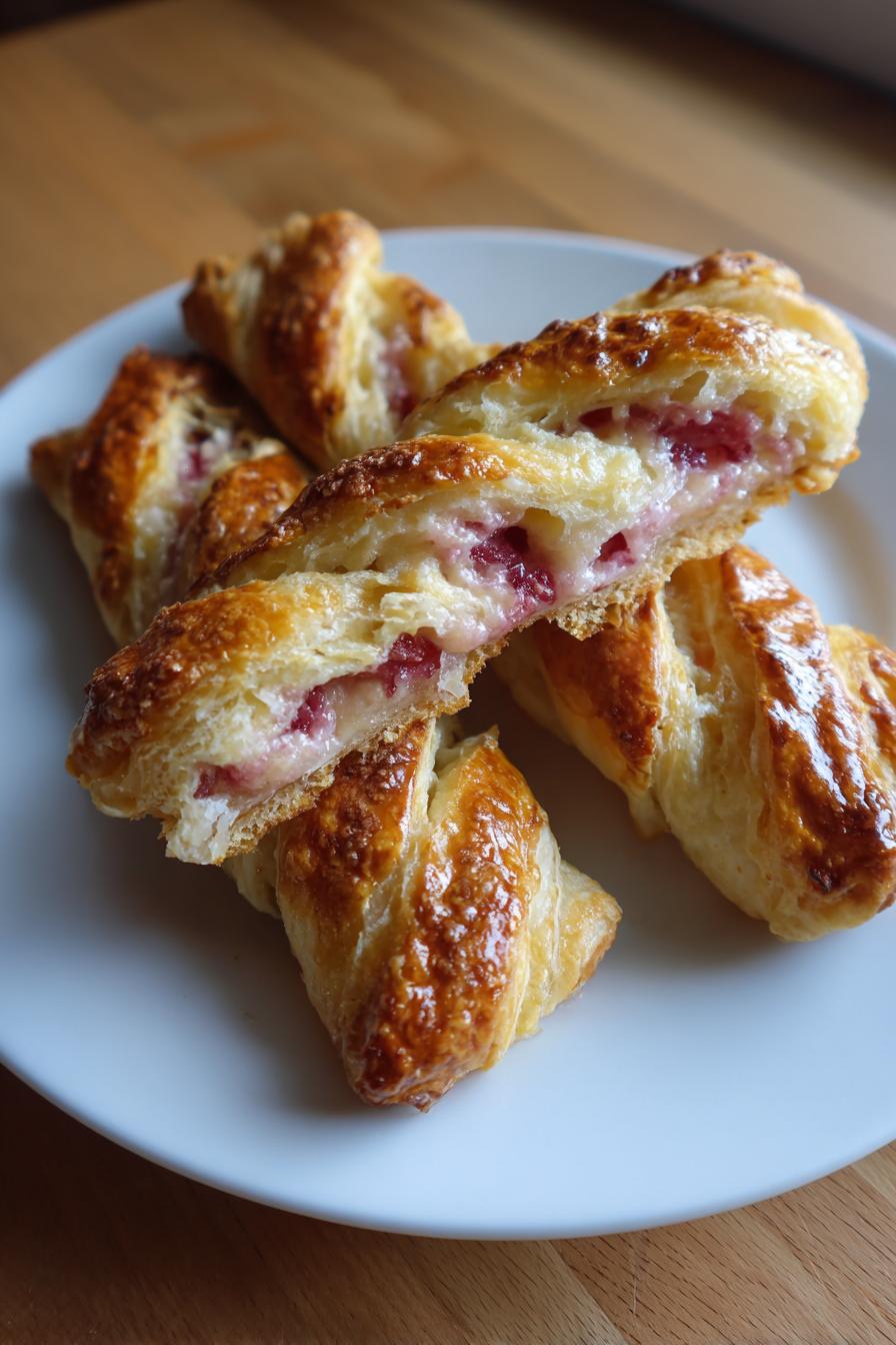 rhubarb cream cheese danish twists bakery style at home - detail 1